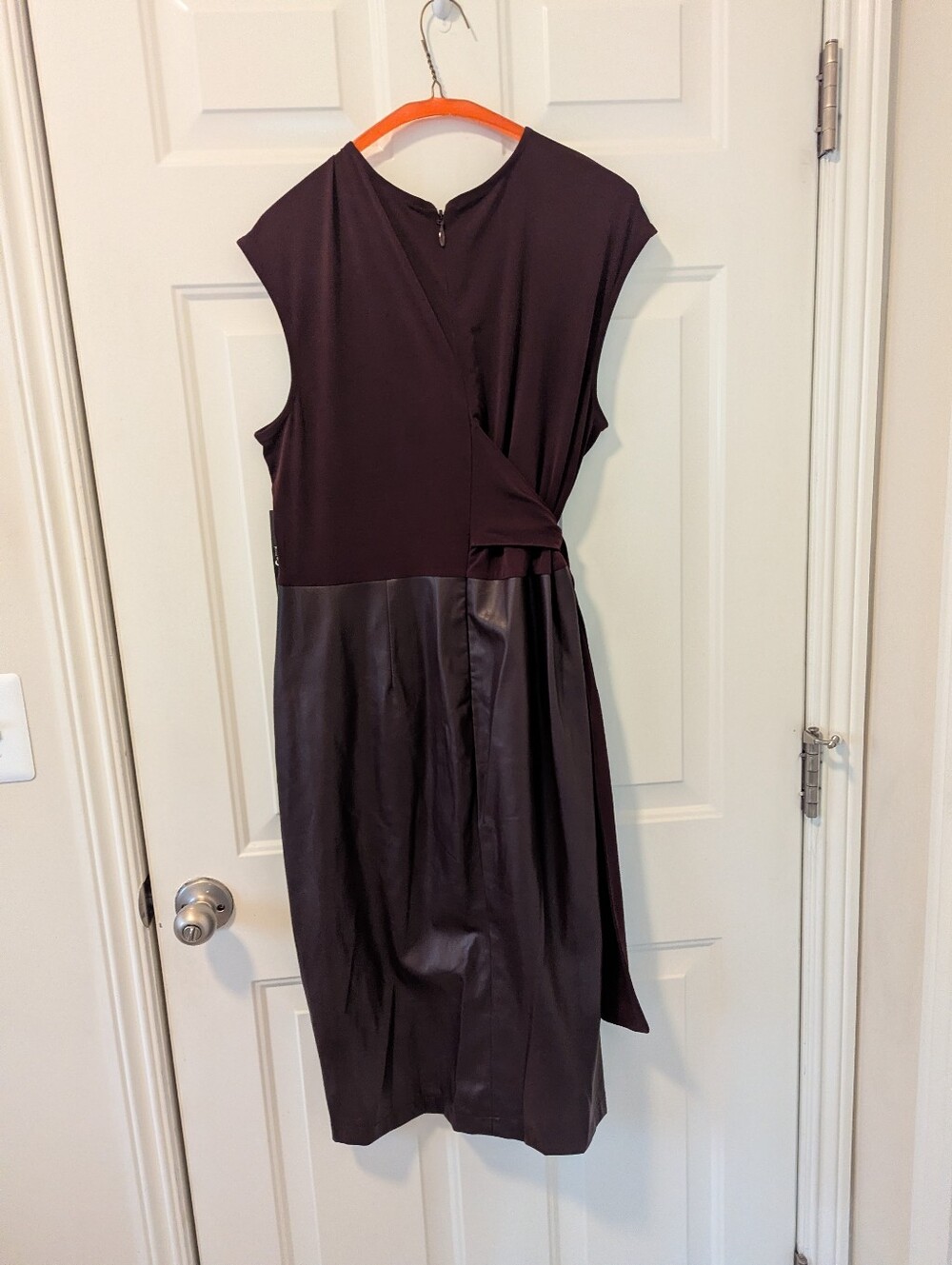 New York & Company Plum Mixed-Media Midi Dress